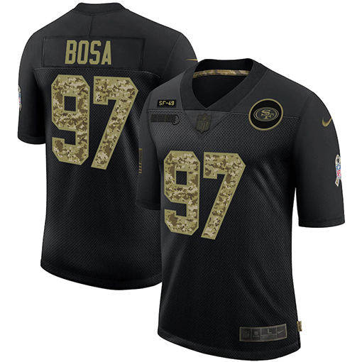 Men's San Francisco 49ers #97 Nick Bosa 2020 Black Camo Salute To Service Limited Stitched Jersey